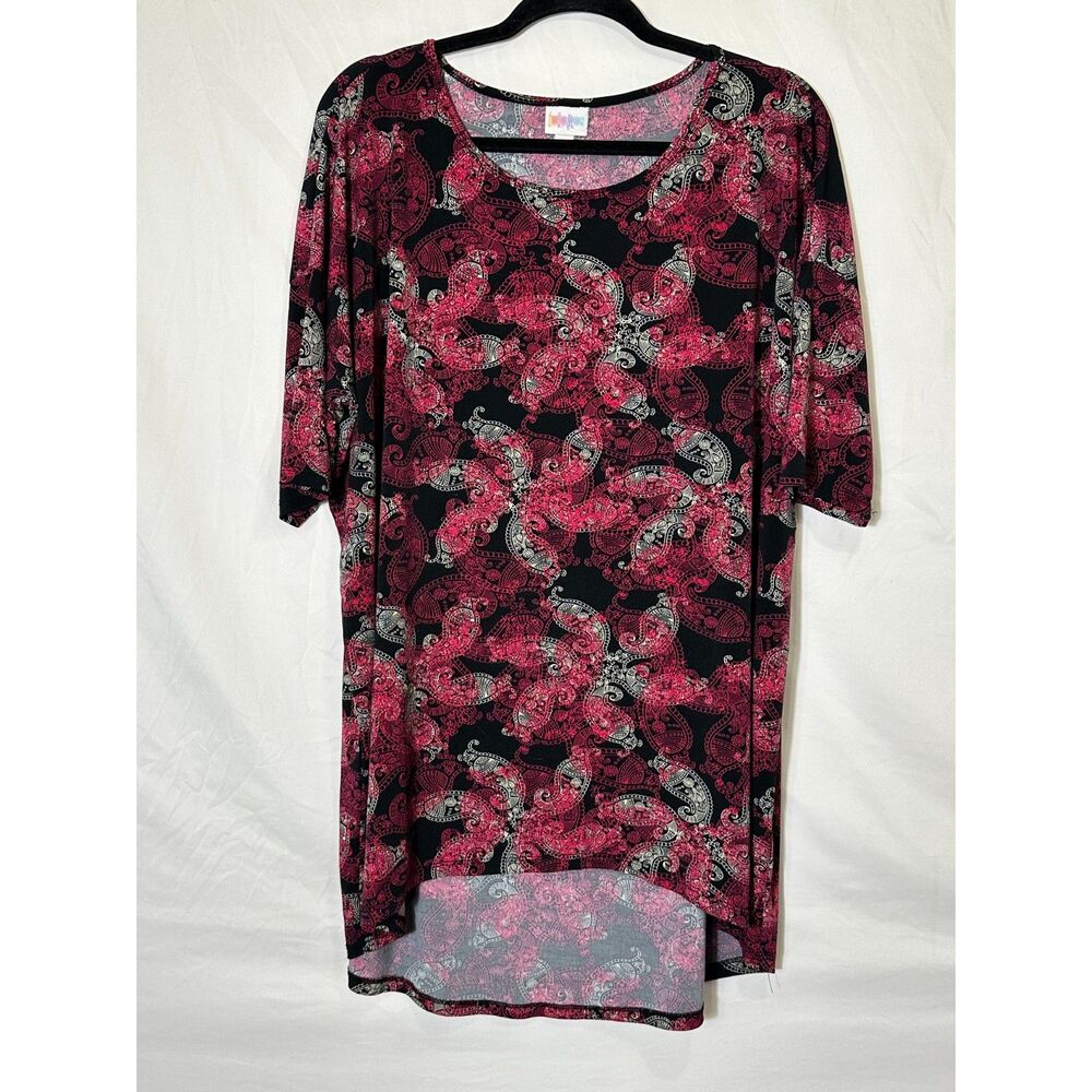 LulaRoe Women's BOHO Oversized Size L Paisley Knit Tunic Blouse 1/2 Sleeves